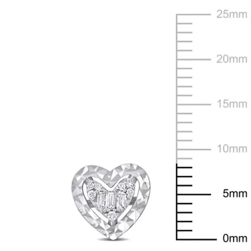 1/10 ct. t.w. Diamond Heart Post Earrings in 14K White Gold