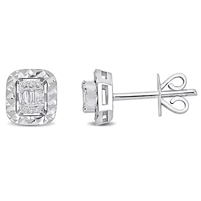 1/10 ct. t.w. Diamond Square Post Earrings in 14K White Gold