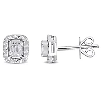 1/10 ct. t.w. Diamond Square Post Earrings in 14K White Gold