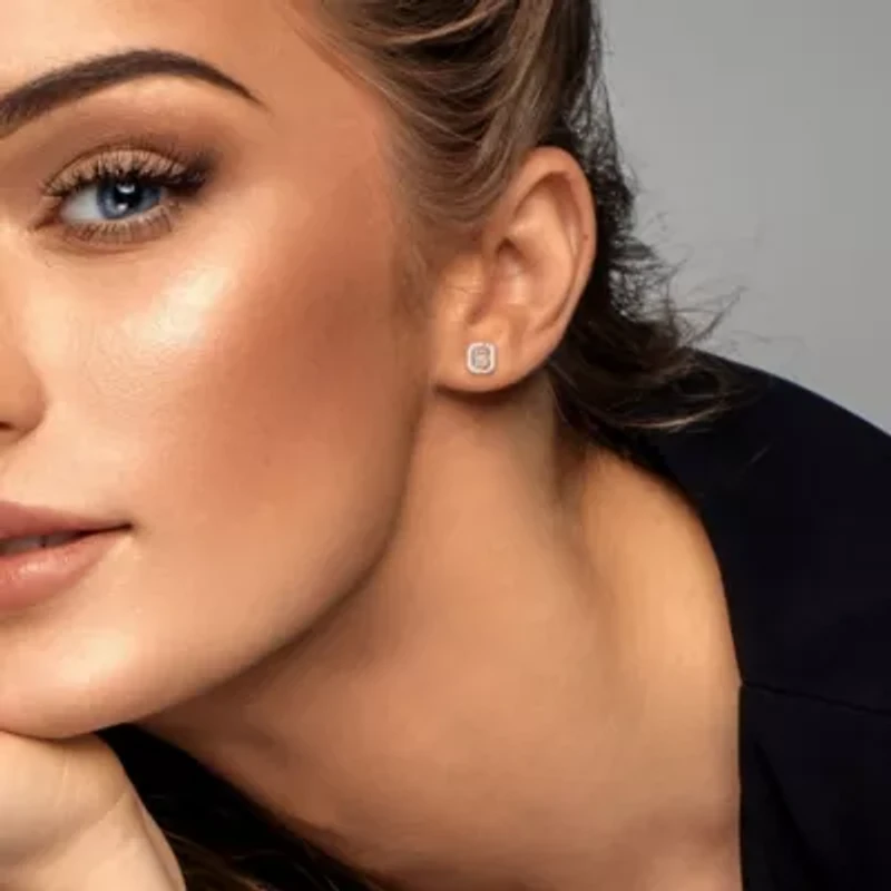 1/10 ct. t.w. Diamond Square Post Earrings in 14K White Gold