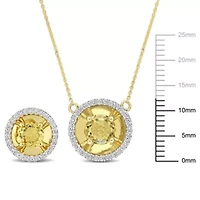 2-Pc Set of Citrine and 2/5 ct. t.w. Diamond Margarita Style Earrings and Necklace in 10K Yellow Gold