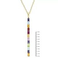 Multi-Gemstones Pendant with Chain in 10K Yellow Gold