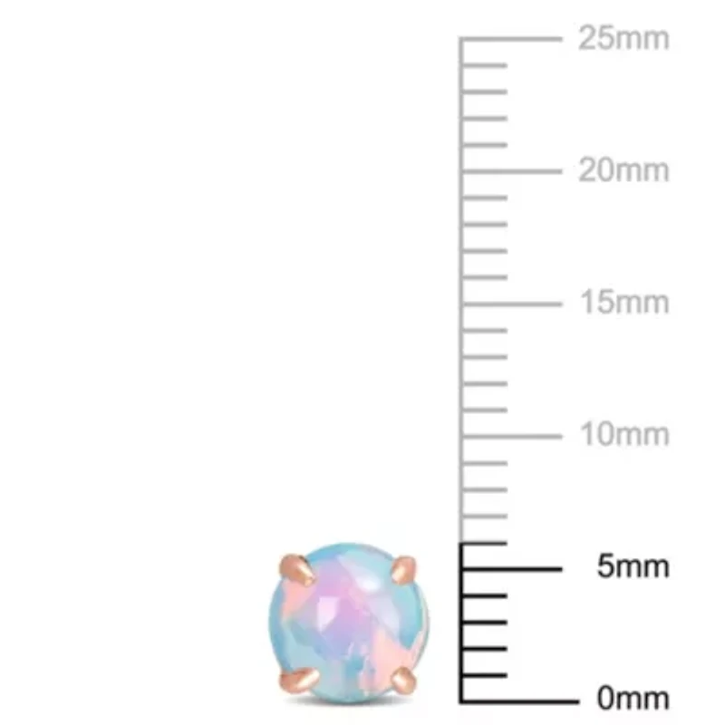 Blue Ethiopian Opal Stud Earrings in 10K Rose Gold