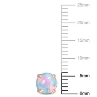 Blue Ethiopian Opal Stud Earrings in 10K Rose Gold