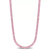 Pink Sapphire Tennis Necklace in 14K Rose Gold