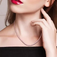 Pink Sapphire Tennis Necklace in 14K Rose Gold