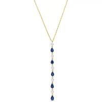 Sapphire and 1/4 ct. t.w. Diamond Lariat Necklace in 14K Yellow Gold