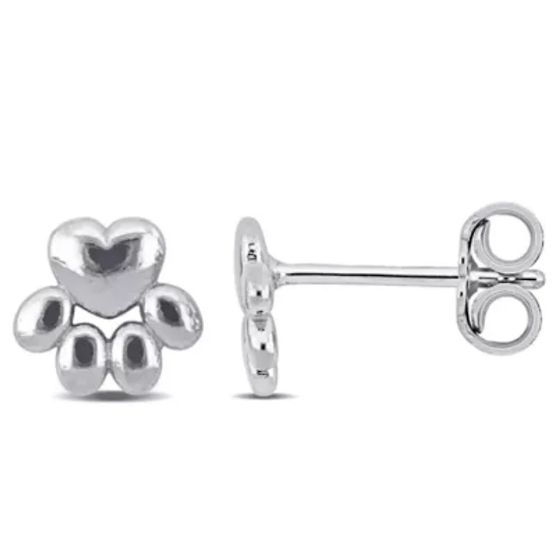 Paw Stud Earrings in Sterling Silver