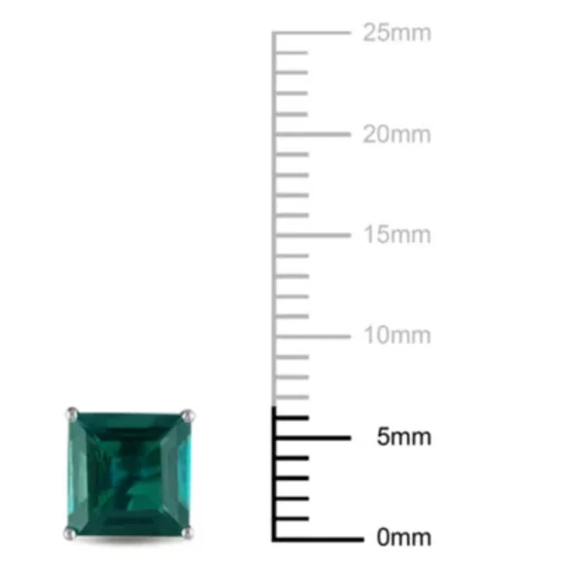 Lab Created Created Emerald Stud Earrings in 10K White Gold