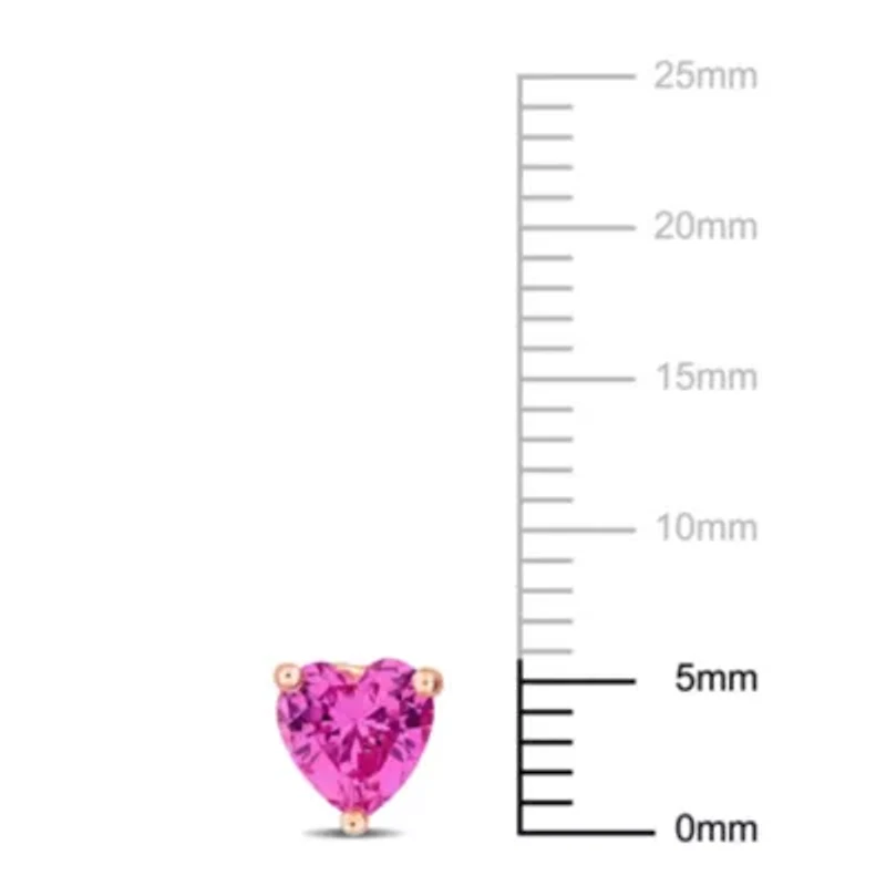 Lab Created Created Pink Sapphire Solitaire Stud Earrings in Rose Plated Sterling Silver