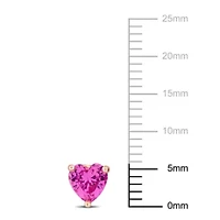 Lab Created Created Pink Sapphire Solitaire Stud Earrings in Rose Plated Sterling Silver