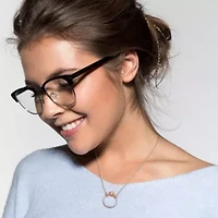 Lab Created Created White Sapphire Rose Open Circle Pendant with Chain in 2-Tone Sterling Silver