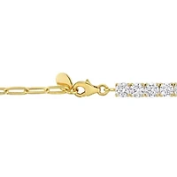 Lab Created Created White Sapphire Semi Tennis Bracelet in Yellow Plated Sterling Silver
