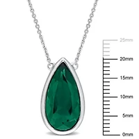 Lab Created Created Emerald Teardrop Pendant with Chain in 14K White Gold