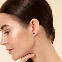 Lab Created Created Blue Sapphire Stud Earrings in Sterling Silver
