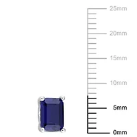 Lab Created Created Blue Sapphire Stud Earrings in Sterling Silver