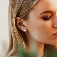 Lab Created Created White Sapphire Stud Earrings in Sterling Silver