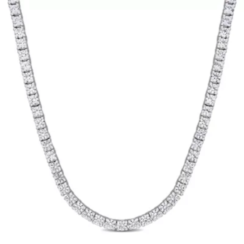 Lab Created Created White Sapphire Tennis Necklace in Sterling Silver
