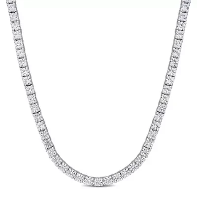 Lab Created Created White Sapphire Tennis Necklace in Sterling Silver