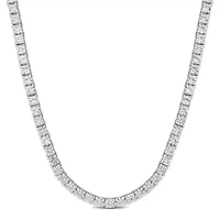 Lab Created Created White Sapphire Tennis Necklace in Sterling Silver