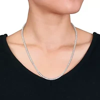 Lab Created Created White Sapphire Tennis Necklace in Sterling Silver