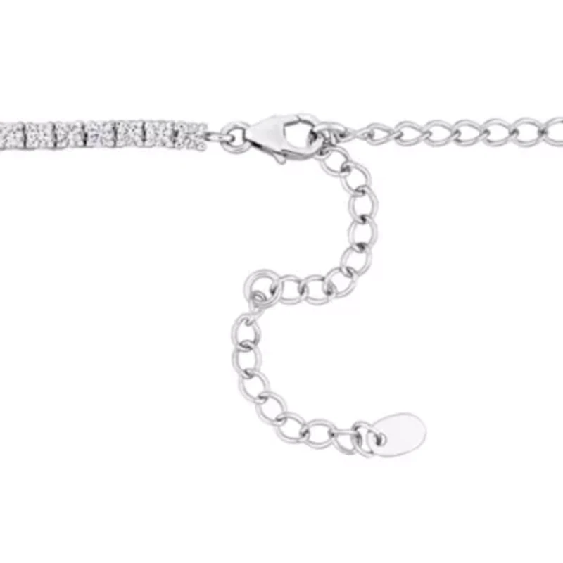 Lab Created Created White Sapphire Tennis Necklace in Sterling Silver