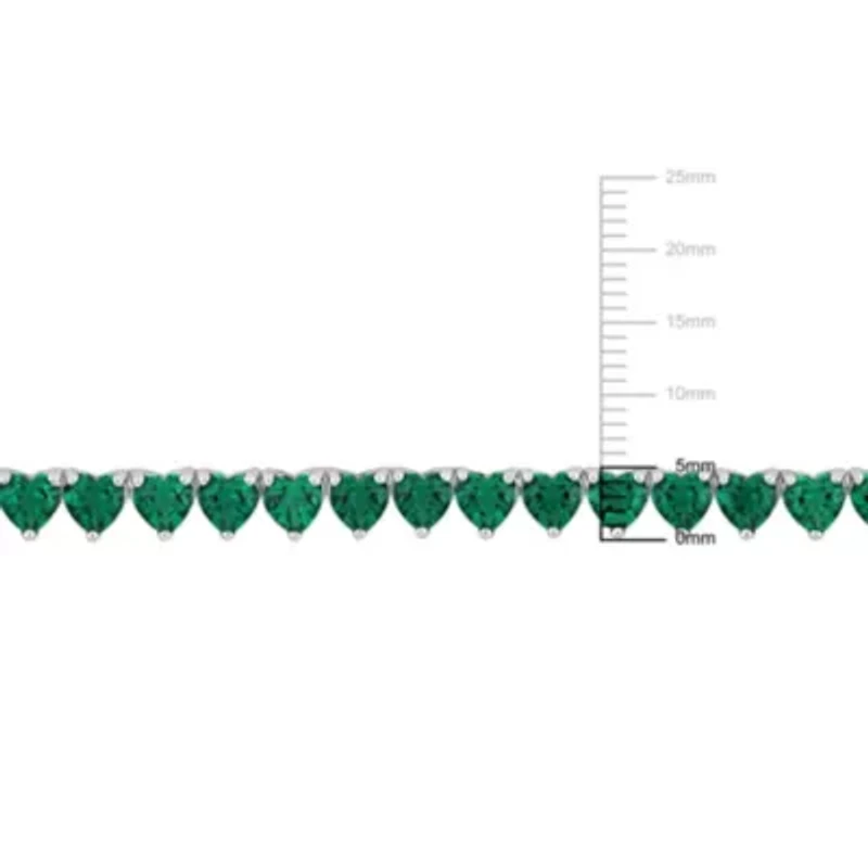 Lab Created Created Emerald Classic Tennis Necklace in Sterling Silver