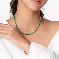 Lab Created Created Emerald Classic Tennis Necklace in Sterling Silver