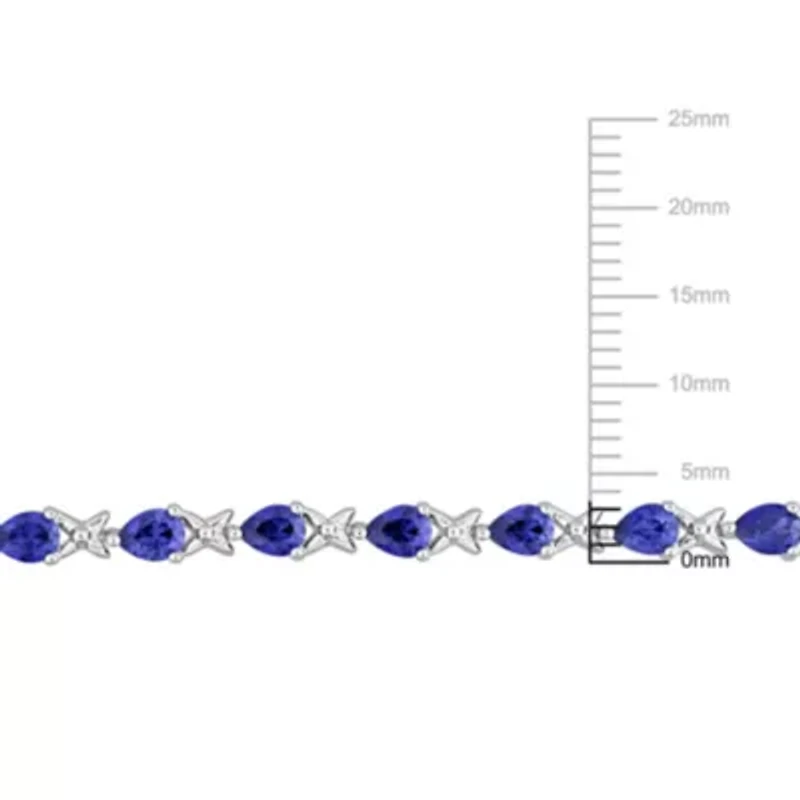 Lab Created Created Blue Sapphire "X" Link Bracelet in Sterling Silver
