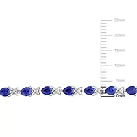 Lab Created Created Blue Sapphire "X" Link Bracelet in Sterling Silver