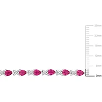 Lab Created Created Ruby "X" Link Bracelet in Sterling Silver