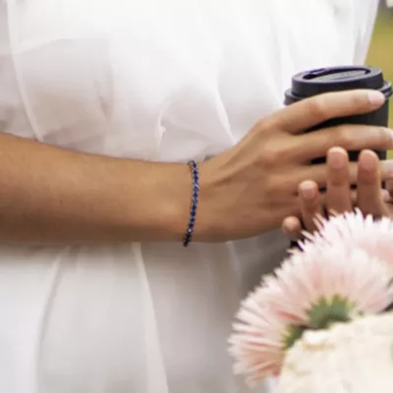 Created Gemstone Tennis Bracelet Sterling Silver