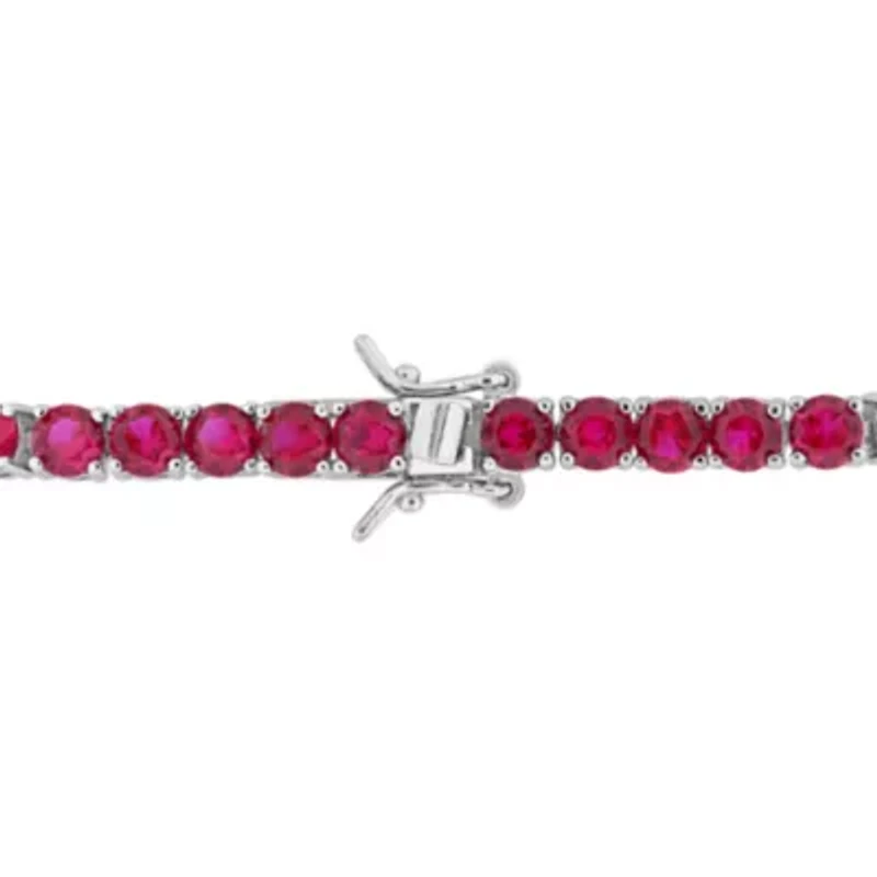 Lab Created Created Emerald Tennis Bracelet in Sterling Silver