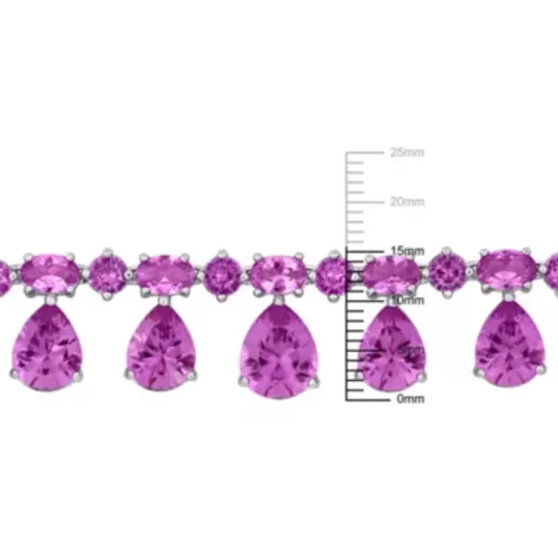 Lab Created Created Pink Sapphire Necklace in Sterling Silver