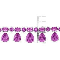 Lab Created Created Pink Sapphire Necklace in Sterling Silver