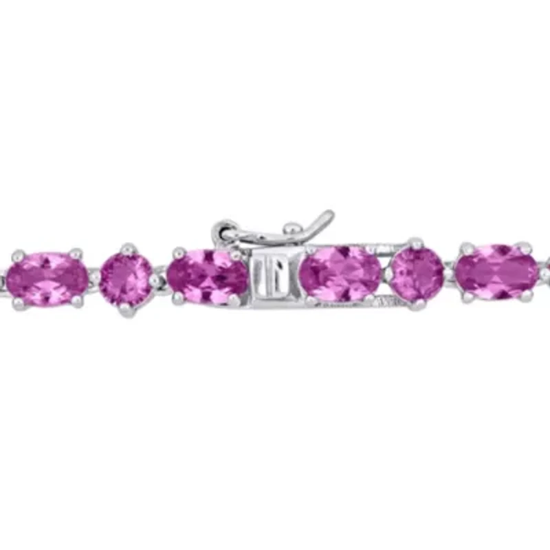 Lab Created Created Pink Sapphire Necklace in Sterling Silver