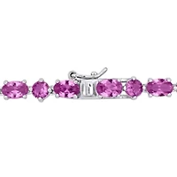 Lab Created Created Pink Sapphire Necklace in Sterling Silver