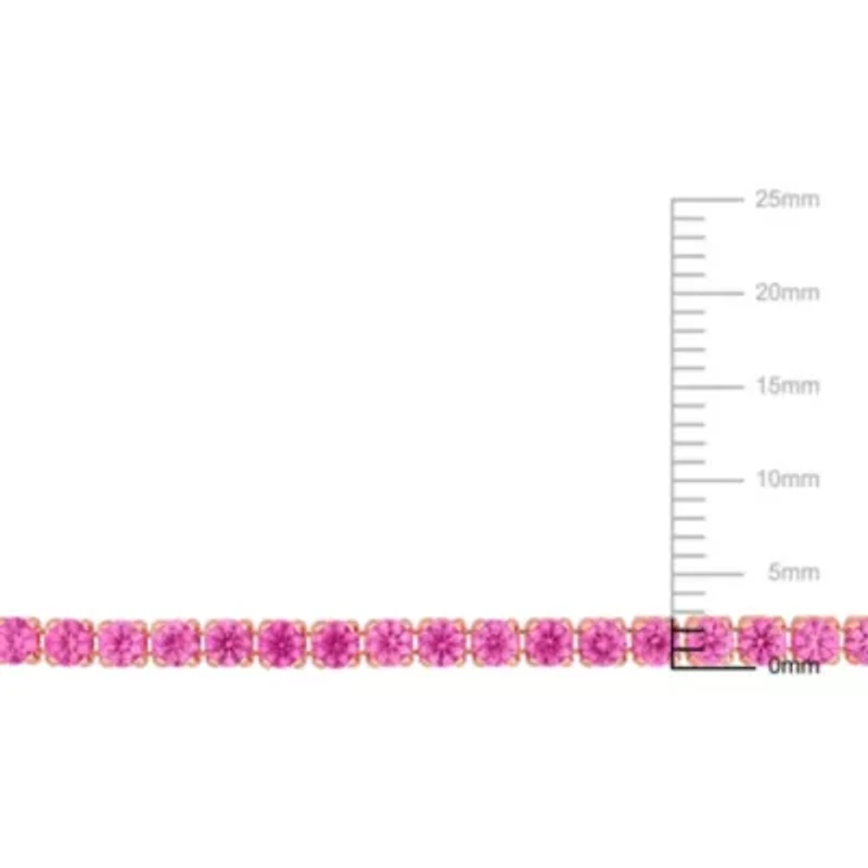 Lab Created Created Pink Sapphire Tennis Bracelet in Rose Plated Sterling Silver