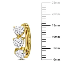 Lab Created Created White Sapphire Heart Hoop Earrings in Yellow Plated Sterling Silver