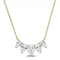 Lab Created Created White Sapphire Necklace in Yellow Plated Sterling Silver