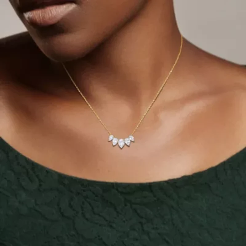 Lab Created Created White Sapphire Necklace in Yellow Plated Sterling Silver