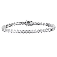 Lab Created Created White Sapphire Tennis Bracelet in Sterling Silver