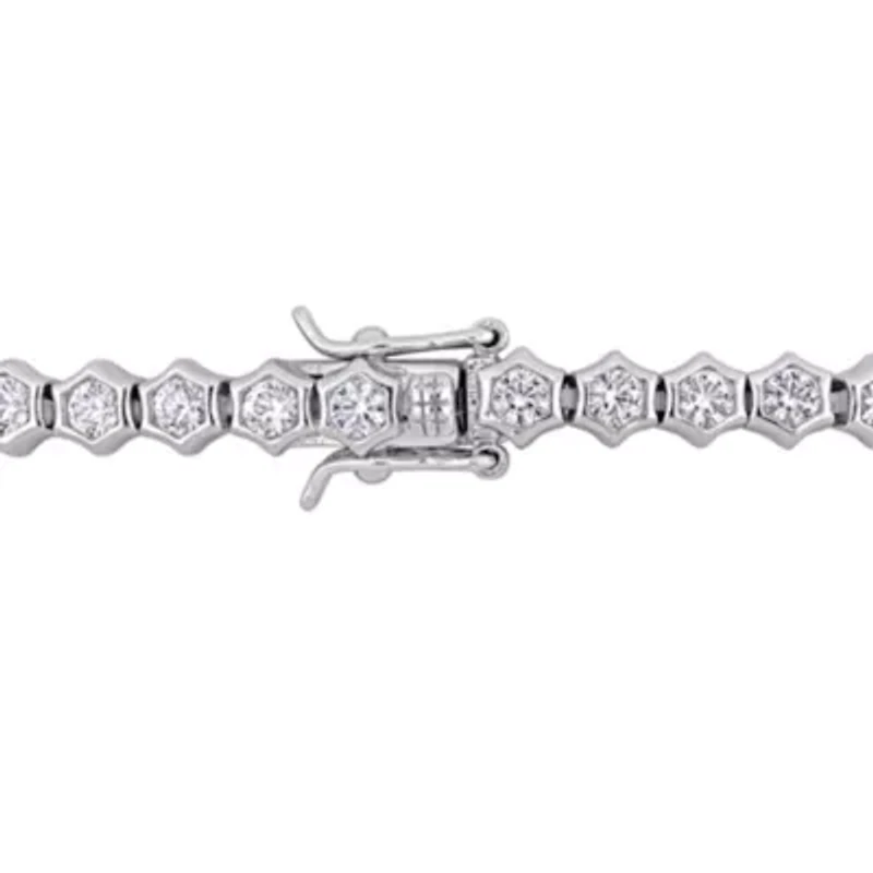 Lab Created Created White Sapphire Tennis Bracelet in Sterling Silver