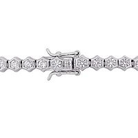 Lab Created Created White Sapphire Tennis Bracelet in Sterling Silver