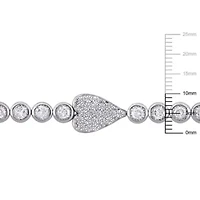 Lab Created Created White Sapphire Heart Bracelet in Sterling Silver