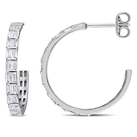 1.92 ct. t.w. Diamond Open Hoop Earrings in 14K White Gold