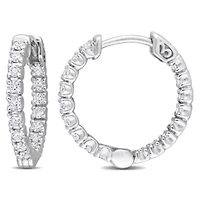 1/2 ct. t.w Diamond Hoop Earrings in 14K White Gold