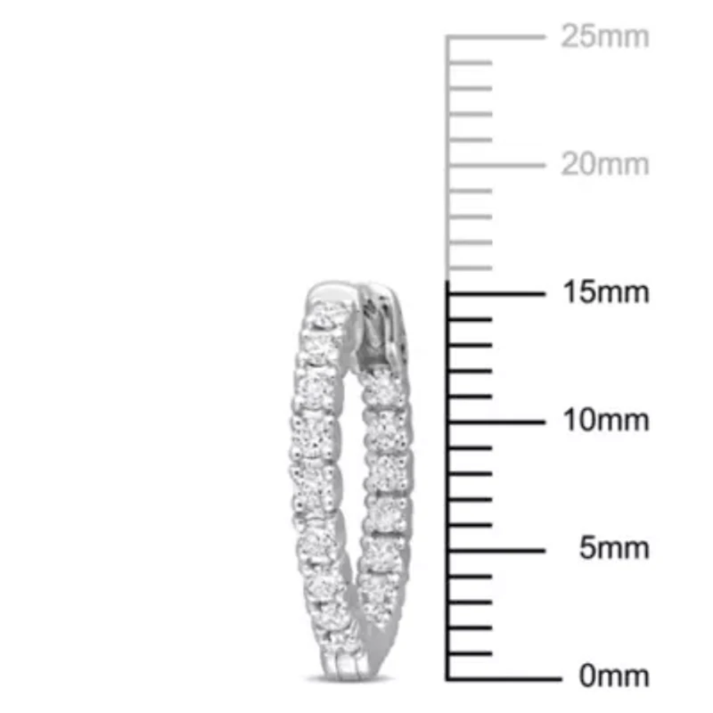 1/2 ct. t.w Diamond Hoop Earrings in 14K White Gold