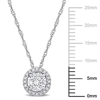 3/5 ct. t.w. Diamond Halo Drop Pendant with Chain in 14K White Gold, 17"