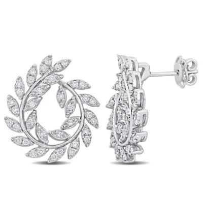 7/8 ct. t.w. Diamond Leaf Stud Earrings in 14K White Gold